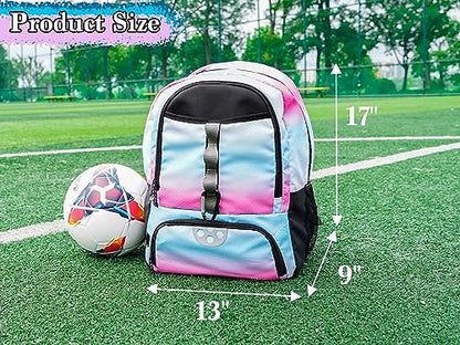 Youth Soccer Bag, Soccer Backpack for Football Volleyball Basketball, Backpack with Ball Compartment and Ball Holder - color: Pink
