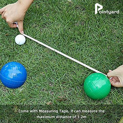 90mm Bocce Ball Set with 8 PE Balls, 1 Pallino, Carrying Bag, Measuring Tape - Family Game for Outdoor/Lawn/Beach/Park - size: 90mm