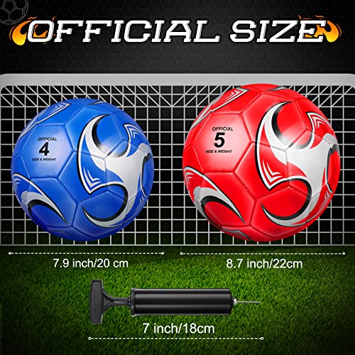 Deekin 6 Pcs Soccer Ball with Pump Size 5/4/3 Official Outside Sport Soccer Deflated Machine Stitched Ball for Indoor Outdoor Sport Training Practice Birthday Gift for Child Adult