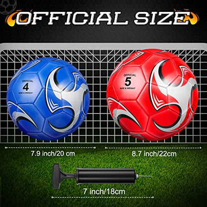 Deekin 6 Pcs Soccer Ball with Pump Size 5/4/3 Official Outside Sport Soccer Deflated Machine Stitched Ball for Indoor Outdoor Sport Training Practice Birthday Gift for Child Adult