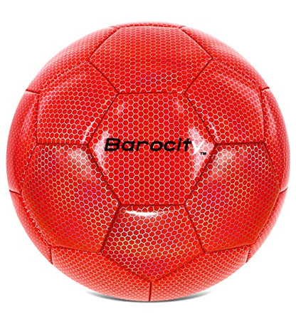Soccer Ball - Premium Boy and Girl Official Match Ball with Cool Reflective Iridescent Rainbow Hex Pattern, Durable, Indoor, Outdoor, Training, Practice, Playtime and Games