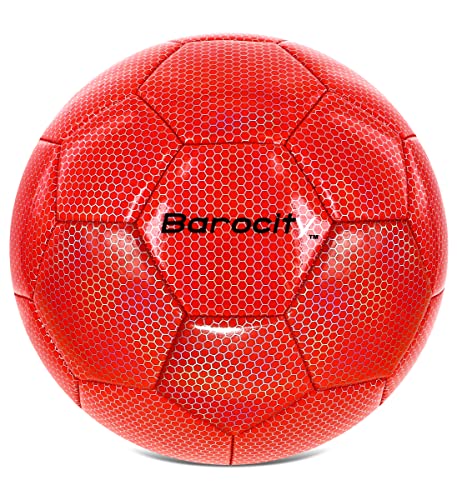 Soccer Ball - Premium Boy and Girl Official Match Ball with Cool Reflective Iridescent Rainbow Hex Pattern, Durable, Indoor, Outdoor, Training, Practice, Playtime and Games