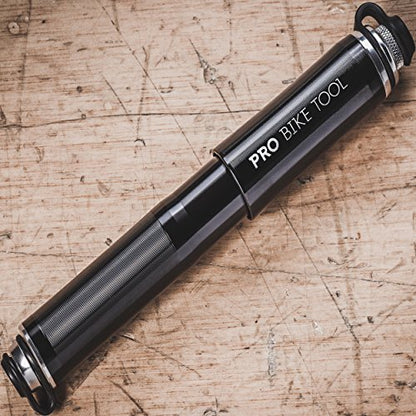 Pro Bike Tool Mini Bike Pump - Compact and Portable Bicycle Tire Pump for Fast Inflation - Compatible with Presta and Schrader Valves - Lightweight and Durable Design - Essential Bicycle Accessories - color: Black, style: Mini pump
