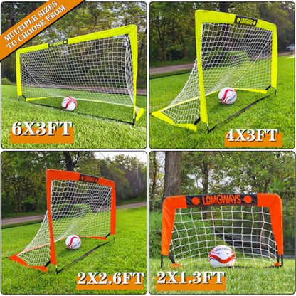 LOMGWAYS Soccer Goal – Foldable Frame Net for Kids + Youth – Indoor + Outdoor Soccer Goal with Carry Bag – Easy Set up – Multiple Sizes for Practice & Games - size: 2x2.6FT(Size 1 Ball)
