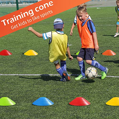 Yunsailing Soccer Cones with Straps Set, Disc Training Cones Bulk Agility Cone Sports Cone for Drills, Challenge, Football, Basketball, Skating, Coaching, Practice Equipment, Indoor, Outdoor