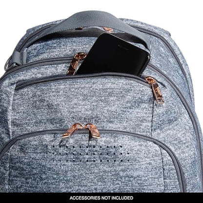 adidas Defender Sports Backpack with Shoe Compartment, Soccer Bag - color: Jersey Onix Grey/Onix Grey/Rose Gold