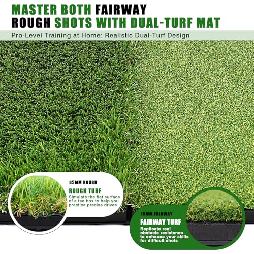 Premium Golf Hitting Mat, 10mm Foam Padding with Rubber Backing Golf Mat, Golf Practice Mat for Indoor and Outdoor Training - style: 24.4" * 16.9" Dual-Turf Mat