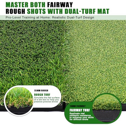 Premium Golf Hitting Mat, 10mm Foam Padding with Rubber Backing Golf Mat, Golf Practice Mat for Indoor and Outdoor Training - style: 24.4" * 16.9" Dual-Turf Mat