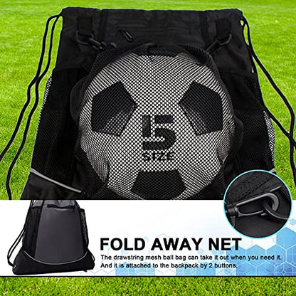 KAEGREEL Drawstring Soccer Bag Basketball Backpack for Kids Teens, Foldable Sports Bags Detachable Ball Mesh Bag for Gym Yoga Football Baseball - color: Grey
