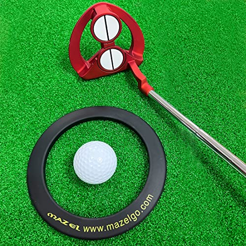 MAZEL Golf Putting Cup/Ring for Training Aid Indoor & Outdoor - All-Direction Practice Hole Putting Accuracy Trainer - color: Black Ring