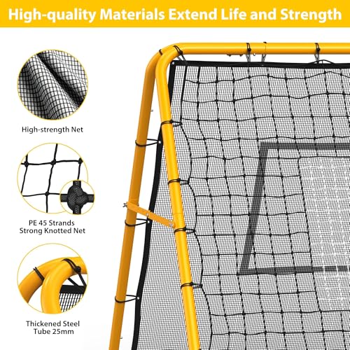 GarveeLifeAdjustable Soccer Rebounder Net, Heavy Duty Soccer Rebound Net with Iron Frame, Rust Resistant, Football Training Equipment for Backyard/Field, Easy Assembly