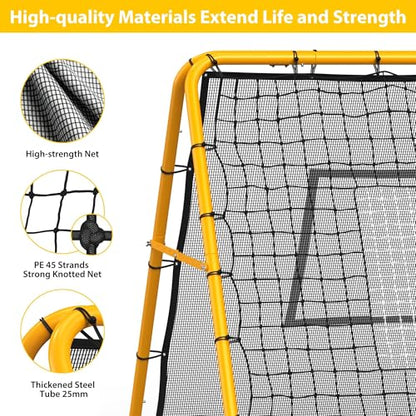 GarveeLifeAdjustable Soccer Rebounder Net, Heavy Duty Soccer Rebound Net with Iron Frame, Rust Resistant, Football Training Equipment for Backyard/Field, Easy Assembly