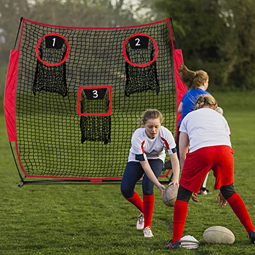 Football Throwing Net Quarterback: 8x8FT Quick Set Up 3 Target Toss Training Game for Backyard Field Teens Adults Practice Gifts - style: ‎Football Net 6X6 FT