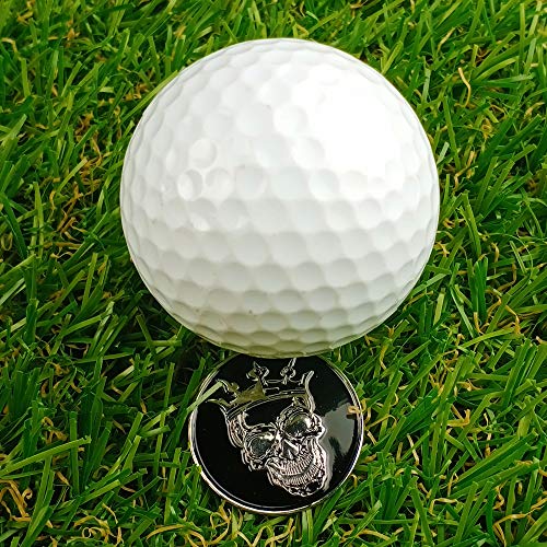 Golf Ball Markers with Hat Clips Value Sets for Men Women Golfer, Removable Attaches Easily to Golf Cap Premium Gifts - color: skull club