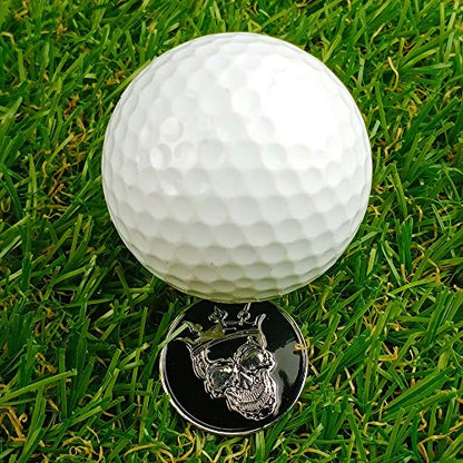 Golf Ball Markers with Hat Clips Value Sets for Men Women Golfer, Removable Attaches Easily to Golf Cap Premium Gifts - color: skull club