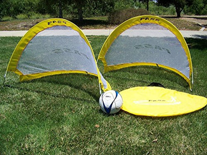 PASS Footer Pop up/Fold-able & Portable Soccer Football Nets. (Pair). Comes with Carry Case, One Year Warranty. - color: Yellow, size: 4Ft.