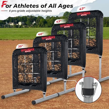 Heavy-Duty 9 Hole Pro Style Baseball & Softball Pitching Net with Strike Zone Target - Adjustable Portable Design - style: Black Pro