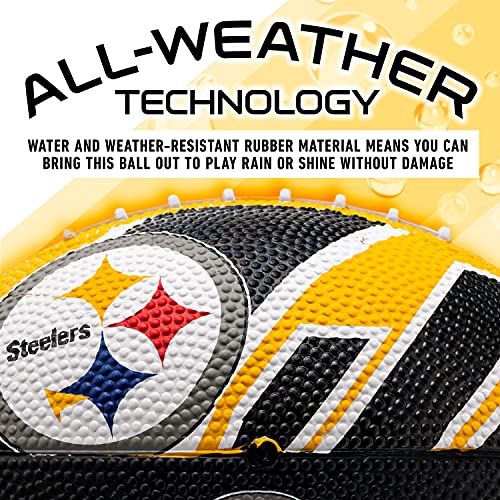 Franklin Sports NFL Team Footballs - Rubber Youth Mini Balls for All Teams - Kids 8.5" Football + Air Pump Sets - Official NFL Licensed - style: Pittsburgh Steelers