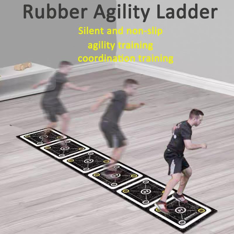 Rubber Agility Ladder 8.8 Ft Non-Slip Speed Agility Training Ladder for Soccer Footwork Training，Flat Agility Ladder for Children's Physical Training Equipment - color: 15 ft