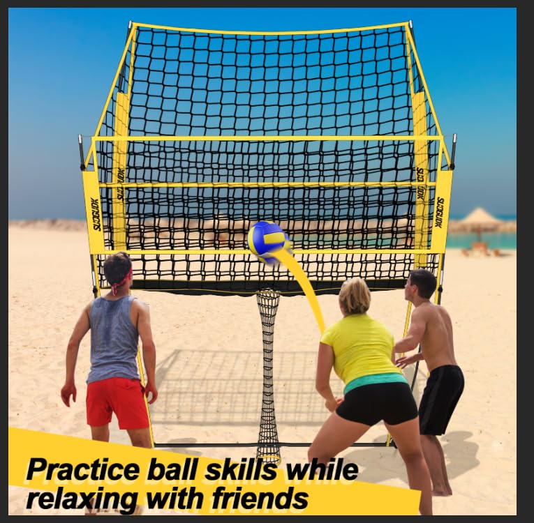 Volleyball Training Net, Portable Adjustable Trainer for Serving Spiking & Setting – 3-in-1 Height Settings for Kids Teens & Adults, Sturdy Steel Frame for Backyard Beach Gym Indoor/Outdoor Practice