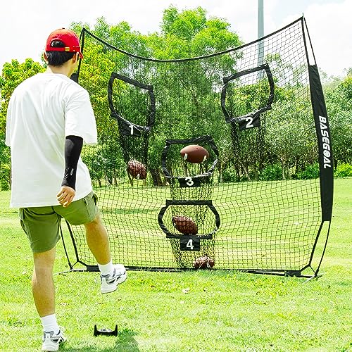 BaseGoal 8ft Football Nets with 4 Target Pockets for Improving Accuracy Throwing - style: Black