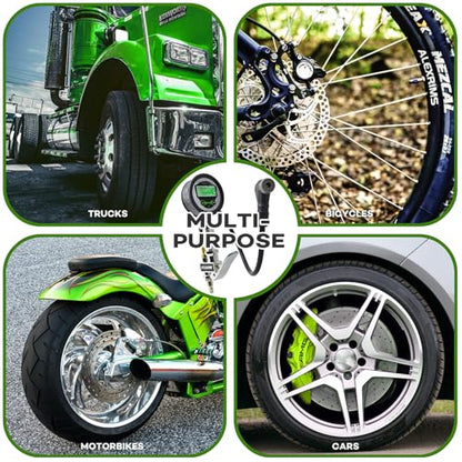 CycloSpirit Digital Bicycle Tire Inflator Gauge with Auto-Select Valve Type - Presta and Schrader Air Compressor Tool