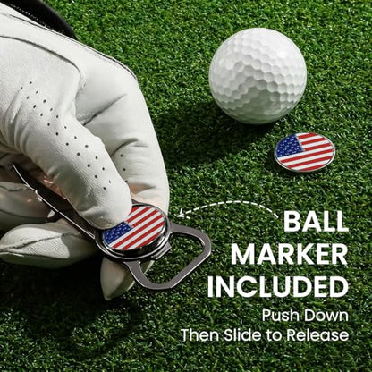 FINGER TEN Golf Divot Repair Tool and Ball Marker 7-in-1 Value 2 Pack, Premium Leather Grip Tools with Belt Clip, Club Tee, Club Groove Cleaner, Bottle Opener, Putting Alignment Guide - color: Glossy Black