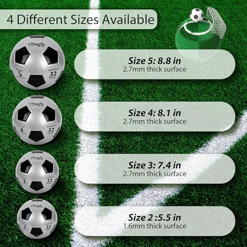 Soccer Ball Size 3 with Pump Needle, Size 3 Trainning Classic White Black Thicker PU Tight Weaved Suitable for Youth Boy League Game Trainning - color: Black+Silver