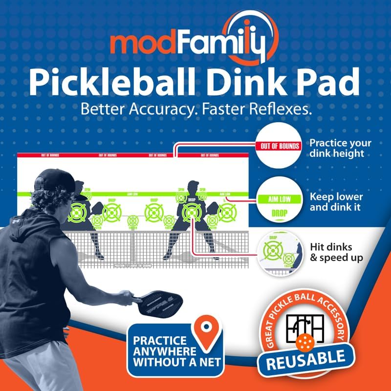 Pickleball Dink Pad Practice Board Poster Rebounder Training Aid - Improve Your Pickle-Ball Game Dinks & Reflexes - Transform Any Wall Into A Pickle Ball Court and Net Indoor or Outdoors by Modfamily - size: XL 3'x6' (2 Persons)
