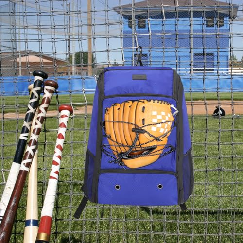 MATEIN Baseball Backpack, Softball Bat Bag with Shoes Compartment for Youth, Boys and Adult, Lightweight Baseball Bag with Fence Hook Hold TBall Bat, Batting Mitten, Helmet, Caps, Teeball Gear - color: Blue, size: 29L