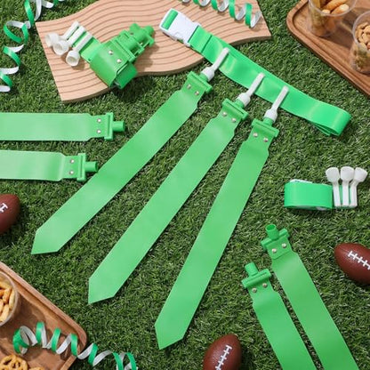 Hungdao 10/12 Players Flag Football Belts and Flags Adjustable Football Belts for Kids Teens Adults Team Training Sport Event - color: Green
