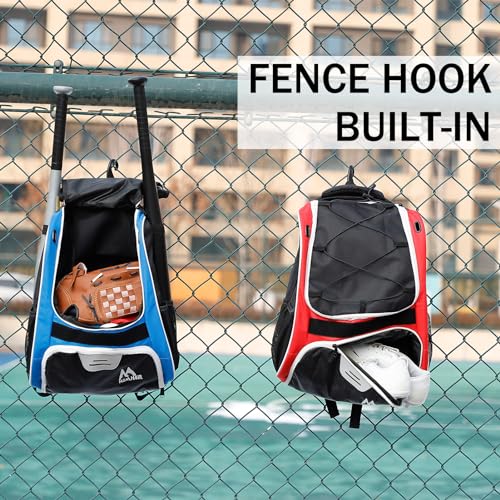 Hsmihair Baseball Bag-Baseball Backpack Holder for Baseball, Large Main Compartment,Softball Tball& Gear for Youth and Adults