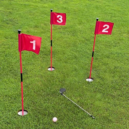 Golf Flagstick for Portable Sectional Yard - Foldable Golf Pin Flag with Putting Flag Ideal for Backyard Practice - color: red-flag