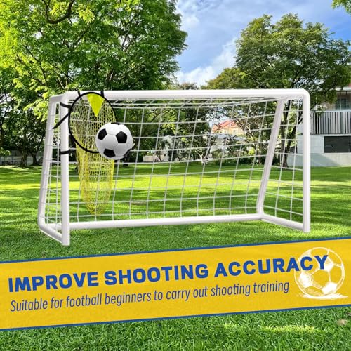 4 Pcs Yellow Soccer Goal Targets Portable Shooting Training Nets, Top Bins Precision Practice Aids for Football Goal Shooting Drills, Easy to Attach and Store for Backyard, Field, Home Use