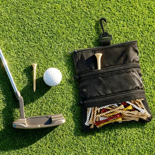 Golf Tee Bag Pouch Multi Pocket Zipper Golf Tee Holder Bag Accessories Organizer for Men and Women