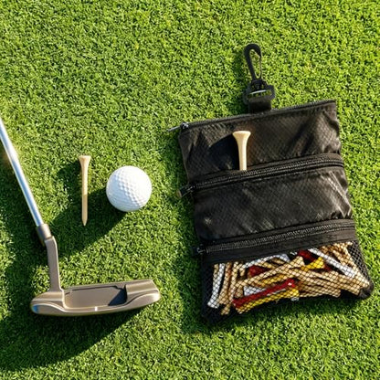 Golf Tee Bag Pouch Multi Pocket Zipper Golf Tee Holder Bag Accessories Organizer for Men and Women