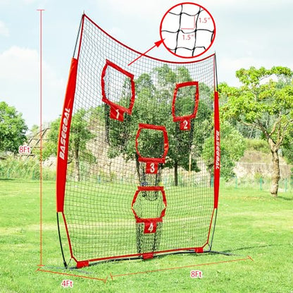BaseGoal 8ft Football Nets with 4 Target Pockets for Improving Accuracy Throwing - style: Red