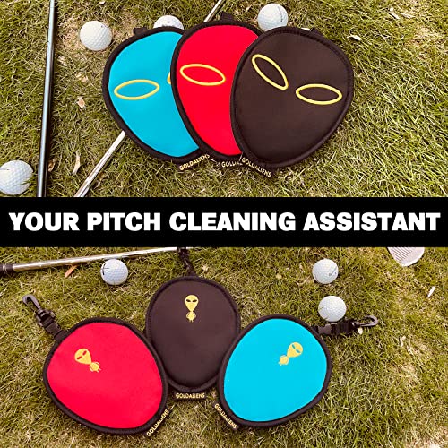Golf Club Cleaner & Ball Cleaning Bag,Original Three-Layer Fabric Waterproof Technology,Golfer's Ultimate Green Clean Scrub Equipment Accessories,Removable Clips to Support Machine Washing - color: Black