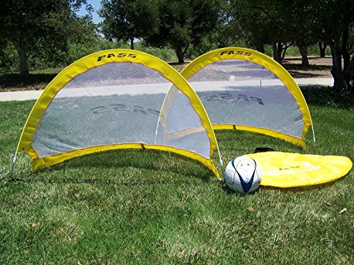 PASS Footer Pop up/Fold-able & Portable Soccer Football Nets. (Pair). Comes with Carry Case, One Year Warranty. - color: Yellow, size: 4Ft.