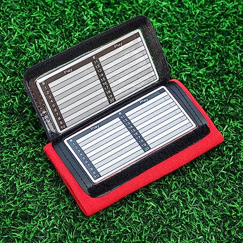 Quarterback Play Wristband - 3 Playsheet Compartments - Perfect for Flag and Tackle Football-2 Inserts Included-Youth,Single - color: Red