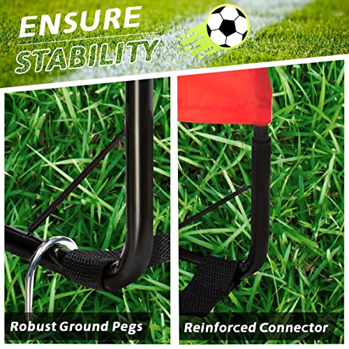 L RUNNZER Kids Soccer Goal, Pop Up Soccer Goal Net for Backyard, Set of 2 with Portable Carrying Case - color: Red, style: 3.3'x2.2', 2 Set