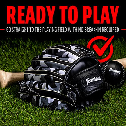 Franklin Sports Kids Baseball Gloves - RTP Youth Teeball Glove + Ball Set - Boys + Girls Teeball Mitt - 9.5" - color: Black/White