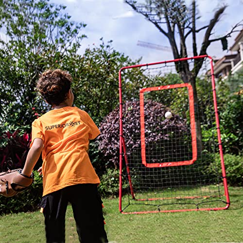 Pitch Back Rebound Net, Adjustable Rebounder Trainer for Baseball, Softball and Lacrosse, Practice for Pitching, Throwing and Catching