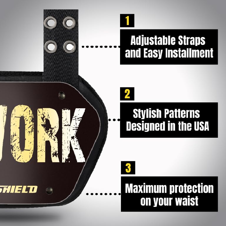 O Shield Golden Cross Chrome Football Back Plate, Lower Back Pads for Football Players, Rear Protector, Cross Series - size: Adult (Weight more than 180 Pounds), style: Do Work Black