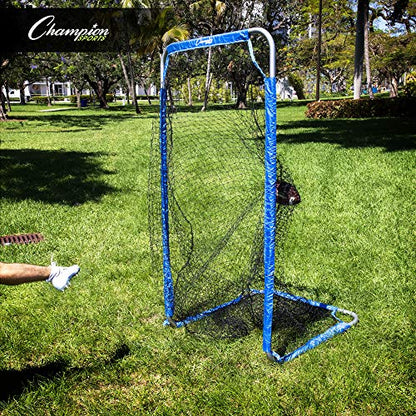 Champion Sports Football Kicking Screen - Powder Coated Steel - Extra Deep Pocket - White/Blue