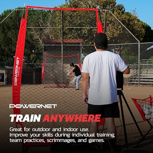 PowerNet Launch F-lite Softball & Baseball Pitching Machine, Dimpled Practice Balls, Bucket of Baseballs, Coaching Bucket Bundle for Pitching Machine, Baseball Training Equipment