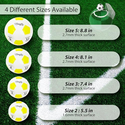Soccer Ball Size 3 with Pump Needle, Size 3 Trainning Classic White Black Thicker PU Tight Weaved Suitable for Youth Boy League Game Trainning - color: White+Yellow