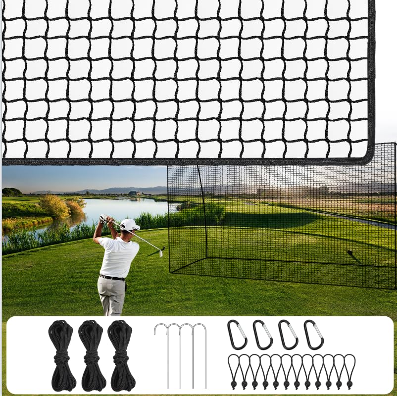Golf Net for Backyard Driving Outdoor Indoor Sports Netting 10 x 10 Ft/15Ft/20 Ft/25 Ft/ 15 x 15 Ft/20 Ft Heavy Duty Net for Baseball Soccer Hockey Practice Impact Screen - size: 10x20 ft