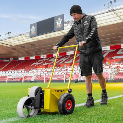 FORZA Wheel Transfer Line Marker – Durable Steel Paint Tank, Adjustable Handle and Easy Line Control | Ideal for Sports Fields & Courts - size: 2" Line Marking Machine, style: With 2.2GAL Tub of Paint