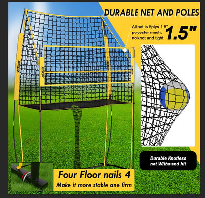 Volleyball Training Net, Portable Adjustable Trainer for Serving Spiking & Setting – 3-in-1 Height Settings for Kids Teens & Adults, Sturdy Steel Frame for Backyard Beach Gym Indoor/Outdoor Practice